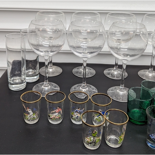 937 - A selection of mixed glasses including wine and shot glasses