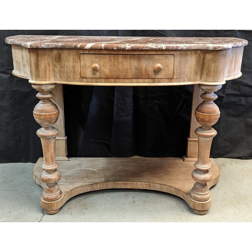 272 - Stewart & Spencer Marble topped console table with drawer and turned legs