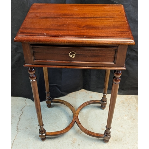 277 - Hall table with drawer, brass handles and turned legs - 75 x 45 x 35cm