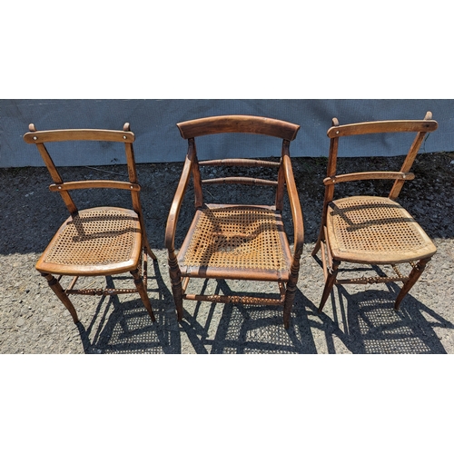 279 - Set of 3 Rattan chairs including one carver