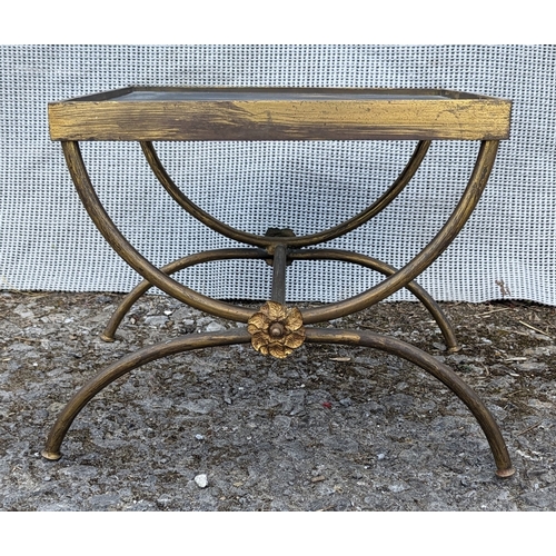 283 - Brass effect X framed low table - 35 x 41 x41cm