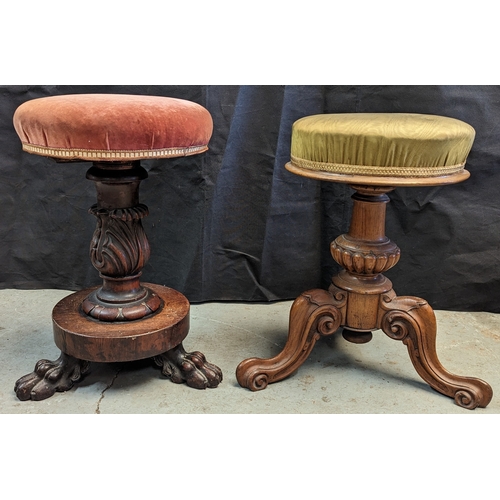 293 - A pair of Antique Tripod stools - not matching