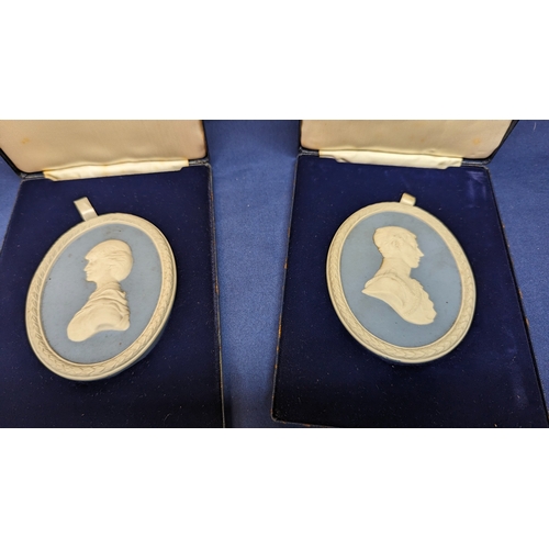 154 - 4x Wedgewood Jasperware Royal Plaques - 2x Charles 1x Diane 1x Lord Mountbatten