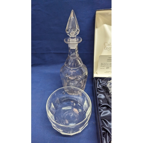 156 - A boxed Caithness Goblet and silver collard and other crystal and glassware including a slice cut ma... 