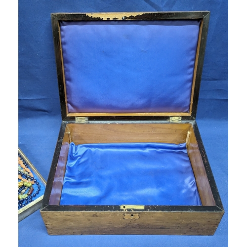 248 - An antique Jewellery box and contents - 32 x 24 x 12