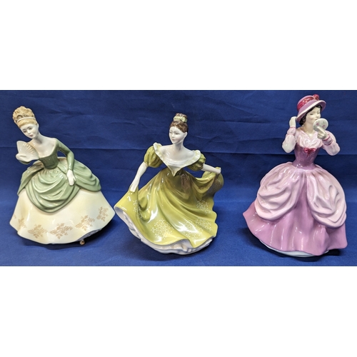 41 - 3 Royal Doulton figurines - Lady Pamela 2718, Lynne 2329, Soiree 2312 - No visible chips / cracks