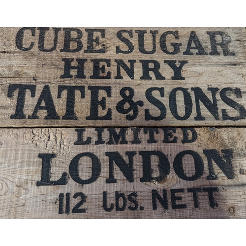 797 - 2x Tate Cube Sugar wooden storage boxes and an apple crate -
Small box measuring 44 x 55 x 38cm 
Lar... 