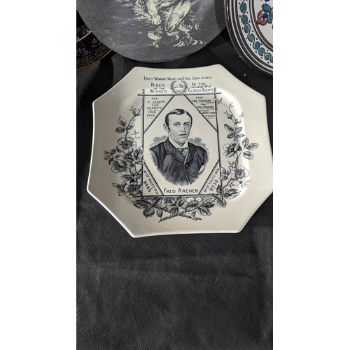 287 - A Wallace Grimstone Portrait series collectors plate depicting Jockey Fred Archer and his race histo... 