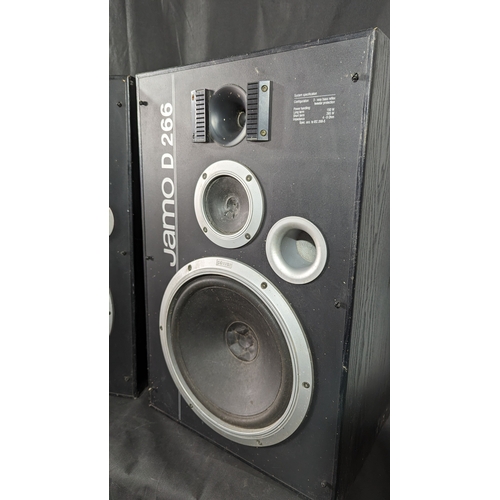 905 - A pair of Jamo D266 Speakers - some damage as pictured - 69 x 44 x 32cm