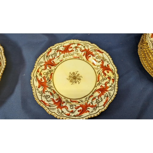 2 - A collection of 11 Antique Red and Gold Coalport  Part Dinner Service, circa 1891 - hand painted des... 