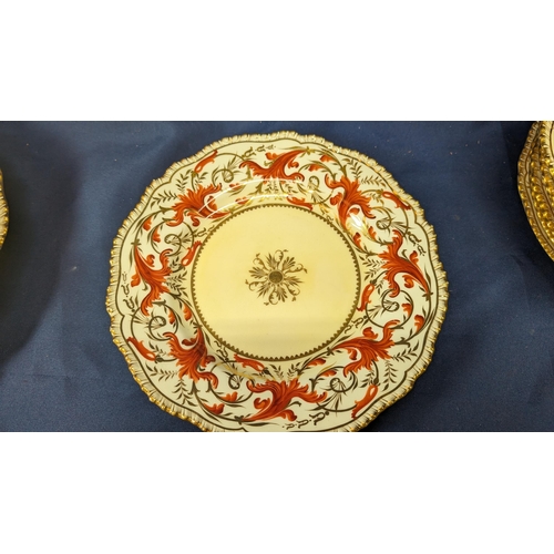 2 - A collection of 11 Antique Red and Gold Coalport  Part Dinner Service, circa 1891 - hand painted des... 