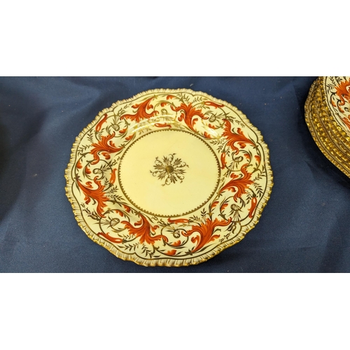 2 - A collection of 11 Antique Red and Gold Coalport  Part Dinner Service, circa 1891 - hand painted des... 