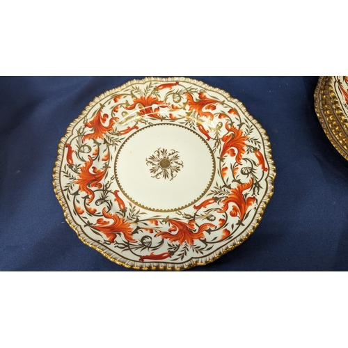 2 - A collection of 11 Antique Red and Gold Coalport  Part Dinner Service, circa 1891 - hand painted des... 