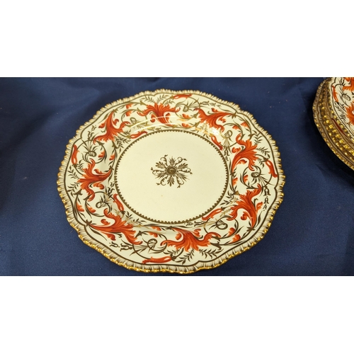 2 - A collection of 11 Antique Red and Gold Coalport  Part Dinner Service, circa 1891 - hand painted des... 