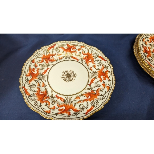 2 - A collection of 11 Antique Red and Gold Coalport  Part Dinner Service, circa 1891 - hand painted des... 