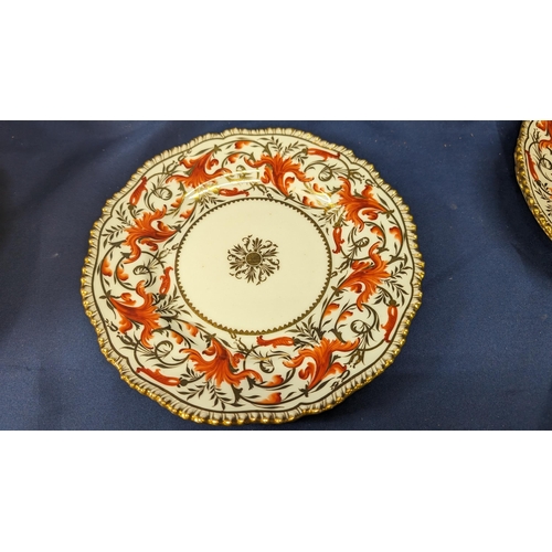 2 - A collection of 11 Antique Red and Gold Coalport  Part Dinner Service, circa 1891 - hand painted des... 