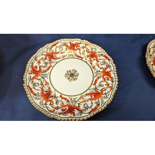 2 - A collection of 11 Antique Red and Gold Coalport  Part Dinner Service, circa 1891 - hand painted des... 