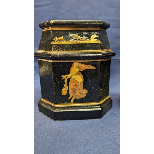 369 - Antique heavy Black and gilt bookends featuring swans and stags plus lady swinging incense crucible.... 