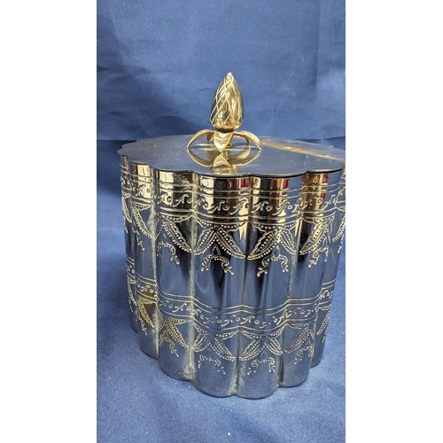 373 - Victorian period silver plated scalloped tea Caddies x2 
Tallest 16cm to top of finial, 10.25cm heig... 