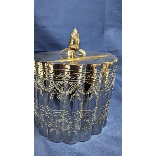 373 - Victorian period silver plated scalloped tea Caddies x2 
Tallest 16cm to top of finial, 10.25cm heig... 