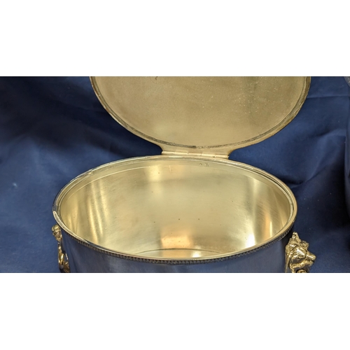 375 - Vintage silverplated ice bucket - 18cm diameter, 15cm high - and a silver plated tea caddy - 9.5cm h... 