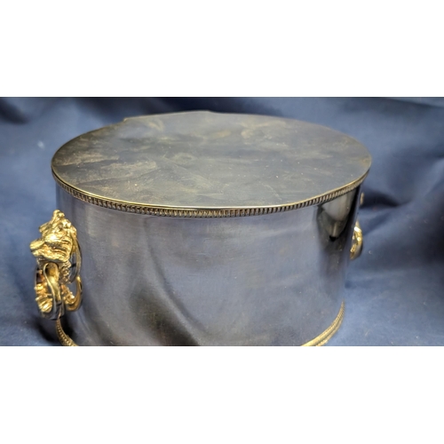 375 - Vintage silverplated ice bucket - 18cm diameter, 15cm high - and a silver plated tea caddy - 9.5cm h... 