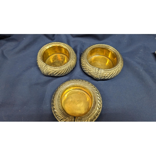 376 - 3x Middle Eastern  white metal dishes / ashtrays   From the country estate.