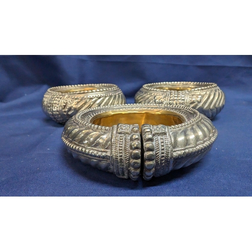 376 - 3x Middle Eastern  white metal dishes / ashtrays   From the country estate.