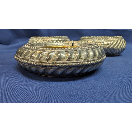 376 - 3x Middle Eastern  white metal dishes / ashtrays   From the country estate.