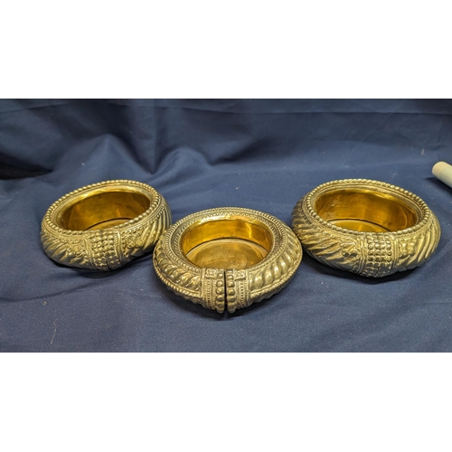 376 - 3x Middle Eastern  white metal dishes / ashtrays   From the country estate.