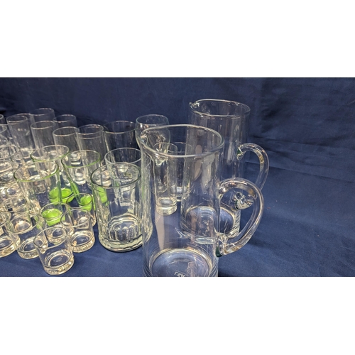 654 - A large selection of mixed crystal and glassware including 2x large water jugs.   From the country e... 