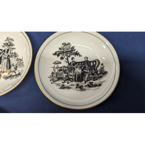 721 - 4x Antique Royal Chelsea H Fennell Pastoral Small Dishes - 13cm Diameter (3x same design and 1x othe... 