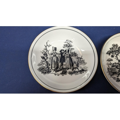 721 - 4x Antique Royal Chelsea H Fennell Pastoral Small Dishes - 13cm Diameter (3x same design and 1x othe... 