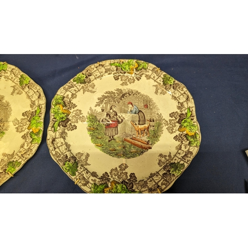 727 - 2x Copeland Spode Byron Series Number 1 and 2 Quartered Sandwhich Plates