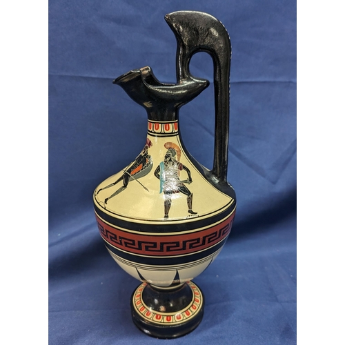 136 - Hand Painted and Stenciled Greek Museum Replica Pottery Pitcher . 30cm to Top of Handle.   From the ... 