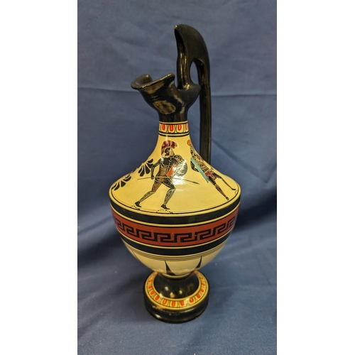 136 - Hand Painted and Stenciled Greek Museum Replica Pottery Pitcher . 30cm to Top of Handle.   From the ... 