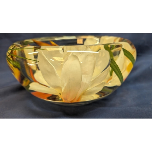 30 - Emilio Robba Medium Size Champagne Magnolia Flower Bowl Filled with Faux Champagne Magnolia, Green G... 