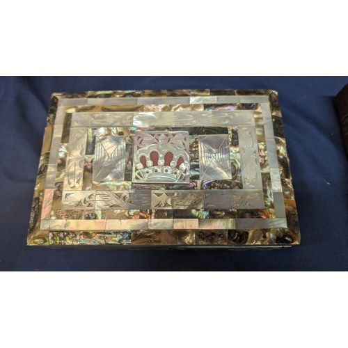 31 - Vintage Mother of Pearl inlaid box containing a Mother of Pearl inlaid Holy Bible (Cover and back) -... 