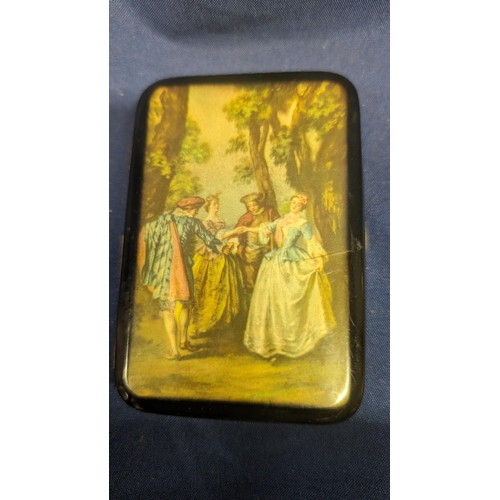 381 - Vintage card / cigarette case with Edwardian courting scene front - slight tear on front coating - 8... 