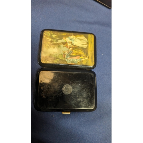 381 - Vintage card / cigarette case with Edwardian courting scene front - slight tear on front coating - 8... 