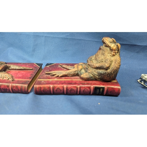 383 - Circa. 1950's Toad Bookends by Dummy Book Company.  Handpainted in the Uk,  inscribed on back : 