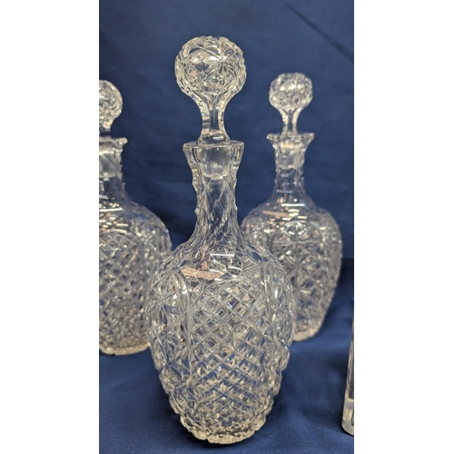 384 - Antique Crystal Decanters x 6.   From the country estate.