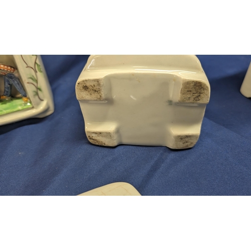 386 - Vintage Graduating in Size Porcelain Caddies with Inset Figurines depicting Farming Scenes. Graduati... 