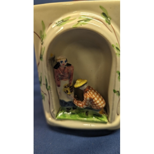 386 - Vintage Graduating in Size Porcelain Caddies with Inset Figurines depicting Farming Scenes. Graduati... 