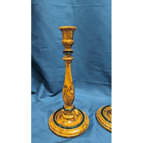 660 - A pair of vintage maple wood candlesticks - 31cm tall with no obvious chips or cracks.   From the co... 