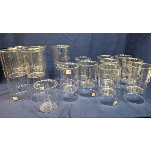 669 - A Large Selection of Cylinder Glass Two Piece Candle Holders ( Unused) . 5 x 26cm Tall, 9cm Diameter... 