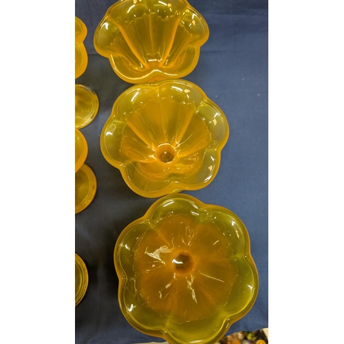 671 - Vintage Frosted Orange Tuplip Design Dessert Dishes x 12. 
12cm Tall, 12cm Diameter at Rim - Some Lo... 