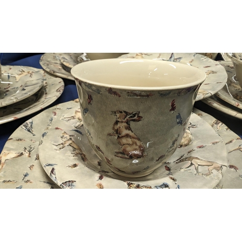 687 - Vintage Flamant Home Interiors Malaysia,  Woodland Animal Design Dinner Service in Grey Tones. Excel... 