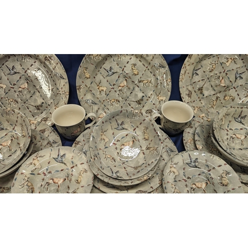 687 - Vintage Flamant Home Interiors Malaysia,  Woodland Animal Design Dinner Service in Grey Tones. Excel... 