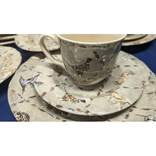 687 - Vintage Flamant Home Interiors Malaysia,  Woodland Animal Design Dinner Service in Grey Tones. Excel... 